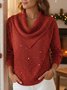 Vintage Soft Triangle Neck Sequined Shiny Sweater Top