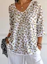 Leopard V Neck Casual T-Shirt