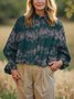 Shawl Collar Gradient Pattern Loose Casual Shirt