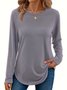 Women's Long Sleeve T-shirt Spring/Fall White Plain Color Printing Jersey Crew Neck Daily Going Out Casual Top