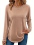 Women's Long Sleeve T-shirt Spring/Fall White Plain Color Printing Jersey Crew Neck Daily Going Out Casual Top