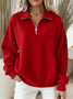 Plain Regular Fit Casual Zipper Sweatshirt
