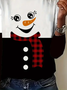 Women's Long Sleeve T-shirt Spring/Fall Black-white Christmas Snowman Printing Jersey Crew Neck Daily Going Out Casual Top