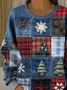 Crew Neck Christmas Tree Printing Casual Sweatshirt