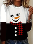 Women's Long Sleeve T-shirt Spring/Fall Black-white Christmas Snowman Printing Jersey Crew Neck Daily Going Out Casual Top