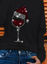 Women's Long Sleeve T-shirt Spring/Fall Black Christmas Printing Jersey Crew Neck Daily Going Out Casual Top