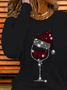 Women's Long Sleeve T-shirt Spring/Fall Black Christmas Printing Jersey Crew Neck Daily Going Out Casual Top