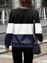 Women's Colorblock Printed Casual Zipper Long Sleeve Sweatshirt