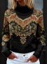Turtleneck Loose Casual Geometric Sweater