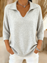 Plain Casual Loose V Neck Sweater
