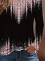 Women's Long Sleeve T-shirt Spring/Fall Black Abstract Printing Jersey Crew Neck Daily Going Out Casual Top