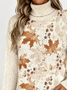 Maple Leaf Turtleneck Casual Sweater