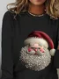 Women's Long Sleeve T-shirt Spring/Fall Black Christmas Printing Jersey Crew Neck Daily Going Out Casual Top