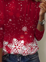 Women's Long Sleeve T-shirt Spring/Fall Red Christmas Printing Jersey Crew Neck Daily Going Out Casual Top