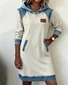 Multicolor Block Hoodie Casual Loose Sweashirt Dress With No