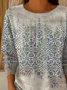 Crew Neck Simple Printing Abstract Sweater