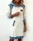 Multicolor Block Hoodie Casual Loose Sweashirt Dress With No