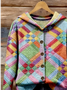 Loose Hoodie Geometric Casual Cardigan