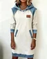 Multicolor Block Hoodie Casual Loose Sweashirt Dress With No