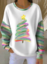 Casual Christmas Tree Printing Sweatshirt
