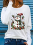 Women's Long Sleeve T-shirt Spring/Fall White Christmas Printing Jersey Crew Neck Daily Going Out Casual Top