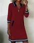Multicolor Block Shawl Collar Casual Loose Dress With No