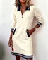 Multicolor Block Shawl Collar Casual Loose Dress With No