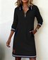 Multicolor Block Shawl Collar Casual Loose Dress With No