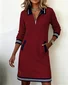 Multicolor Block Shawl Collar Casual Loose Dress With No