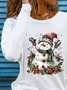 Women's Long Sleeve T-shirt Spring/Fall White Christmas Printing Jersey Crew Neck Daily Going Out Casual Top