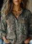 Casual Geometric Shawl Collar Loose Shirt
