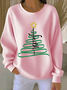 Casual Christmas Tree Printing Crew Neck Sweatshirt