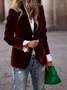 Pleuche Dressy Split Joint Lapel Collar Plain Blazer