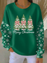 Printing Christmas Snowflake Crew Neck Casual Sweatshirt