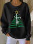Casual Christmas Tree Printing Crew Neck Sweatshirt