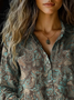 Casual Geometric Shawl Collar Loose Shirt