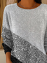Gradient Pattern Crew Neck Casual Loose Knit Top