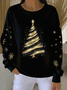 Printing Christmas Tree Casual Loose Sweatshirt