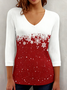 Christmas Casual Loose V Neck Knit Top