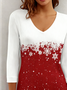 Christmas Casual Loose V Neck Knit Top