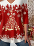 Christmas Simple Loose V Neck Knit Top