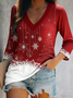 Loose Simple Christmas V Neck Knit Top