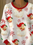 Casual Crew Neck Printing Santa Claus Sweatshirt