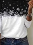 Women's Long Sleeve T-shirt Spring/Fall Black-white Christmas Printing Jersey Crew Neck Daily Going Out Casual Top