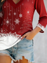 Loose Simple Christmas V Neck Knit Top