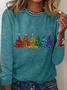 Women's Christmas Tree Cotton-Blend Crew Neck Casual Long Sleeve Shirt