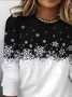 Women's Long Sleeve T-shirt Spring/Fall Black-white Christmas Printing Jersey Crew Neck Daily Going Out Casual Top