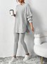 Women's Embossed Plain Daily Going Out Two-Piece Set Black Casual Spring/Fall Top With Pants Matching Set