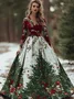 V Neck Christmas Loose Casual Dress With No
