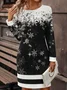 Christmas Regular Fit Knitted Vintage Sweater Dress With No
